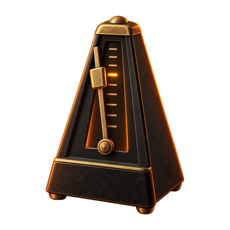 Бронзовый метроном-пирамида RiFF.TOOLS с подсвеченной шкалой темпа